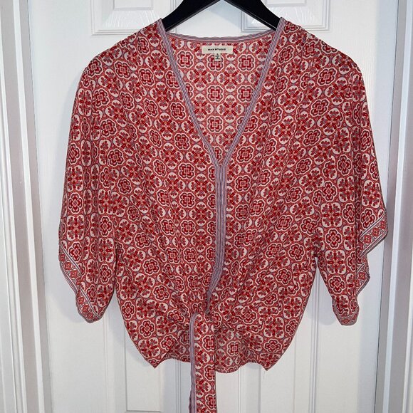 Max Studio Tie Front Short Sleeve Blouse - Picture 1 of 2